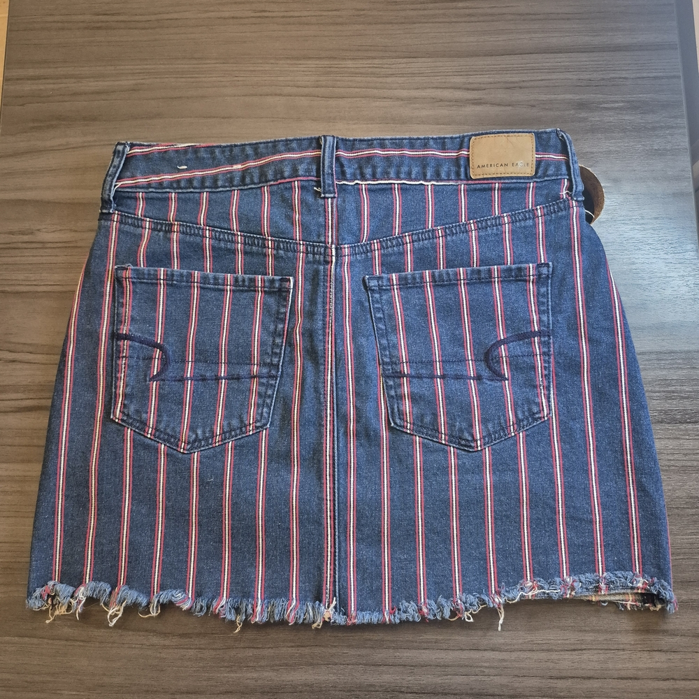 American Eagle Outfitters Blue Stripe Denim Mini Skirt - Picture 10 of 14